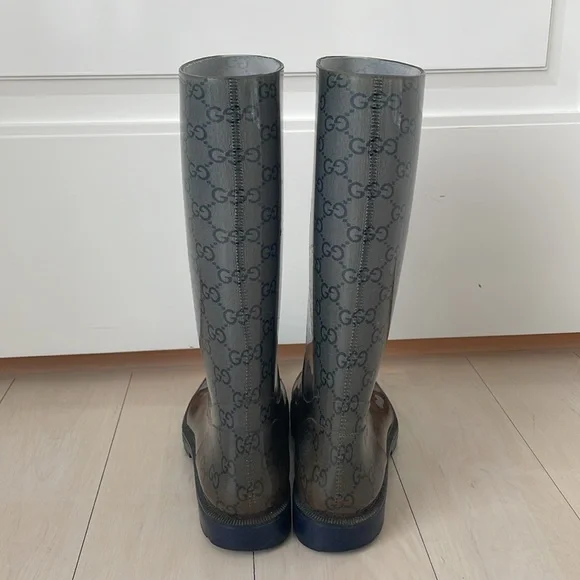 Gucci Rubber Monogram Wellington Rain Boots - Picture 3 of 4